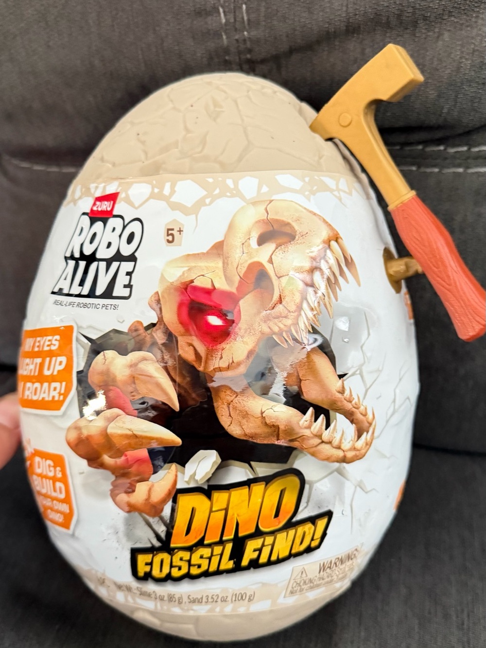 Robo Alive Dino Fossil Find Egg with Excavation Hammer